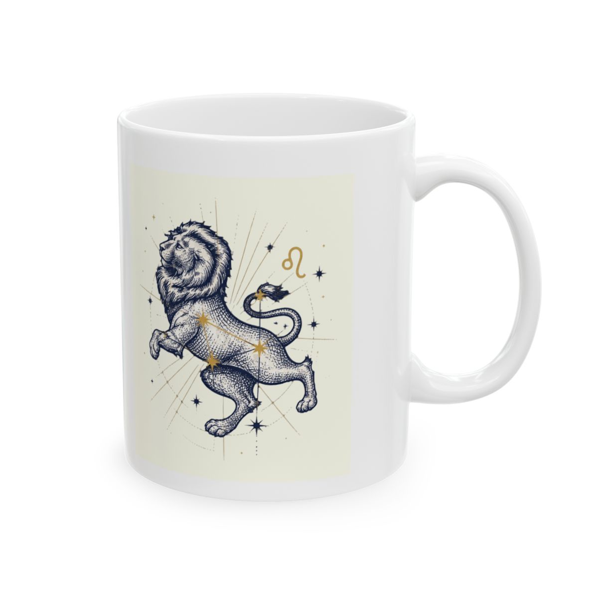 Leo Zodiac Navy Blue & Gold Birth Mug | Leo Skepi